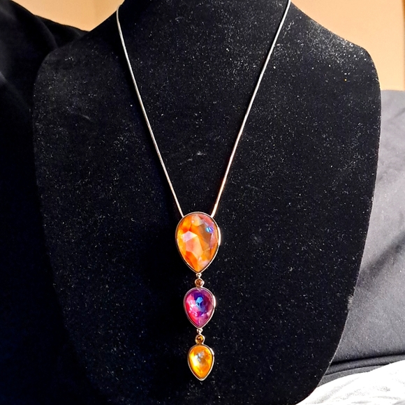 Autumn pear drop necklace  15"-32" adjustable  chain - Picture 1 of 5